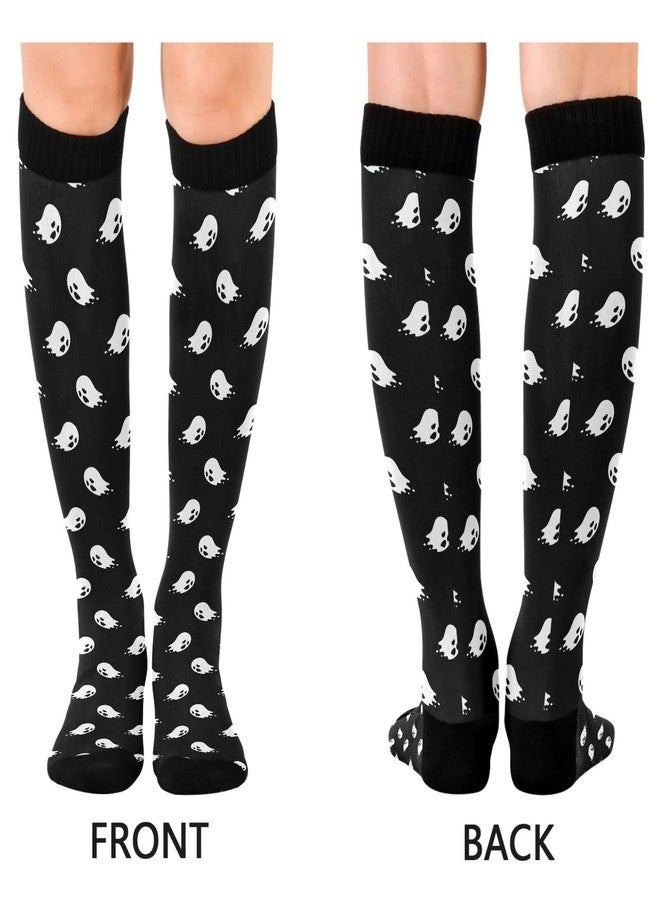 Wusikd Halloween Ghost Compression Socks for Women and Men Circulation Long Socks for Athletic Running 1 - Image 2